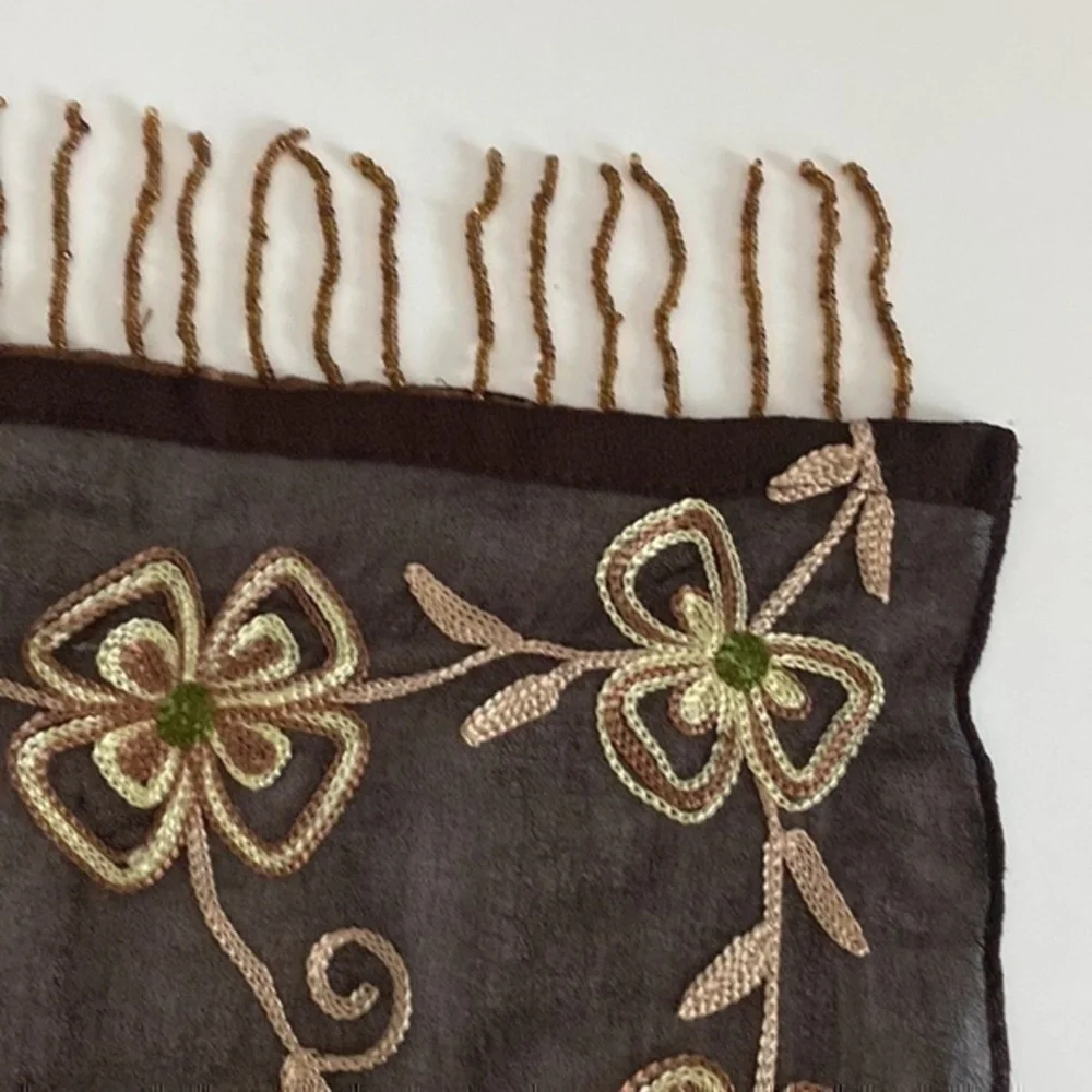 Laila Rowe Embroidered and Beaded Scarf